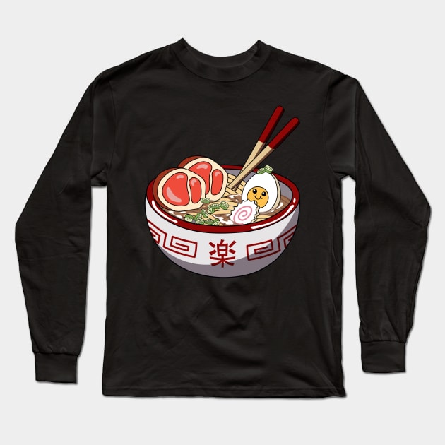 Cute Ramen Bowl - Kawaii ラーメン Long Sleeve T-Shirt by NOSSIKKO